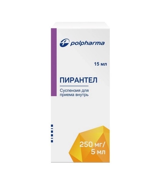 Упаковка препарата Пирантел, суспензия 250 мг/5 мл, 15 мл