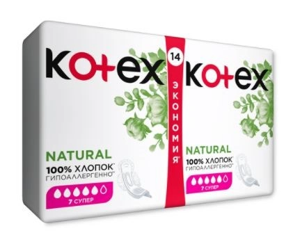 Kotex Natural Супер, прокладки, 14 шт.