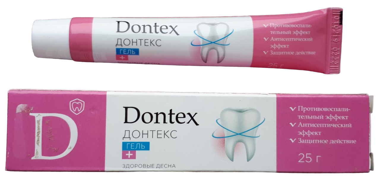 Упаковка препарата Донтекс, гель зубной, 25 г