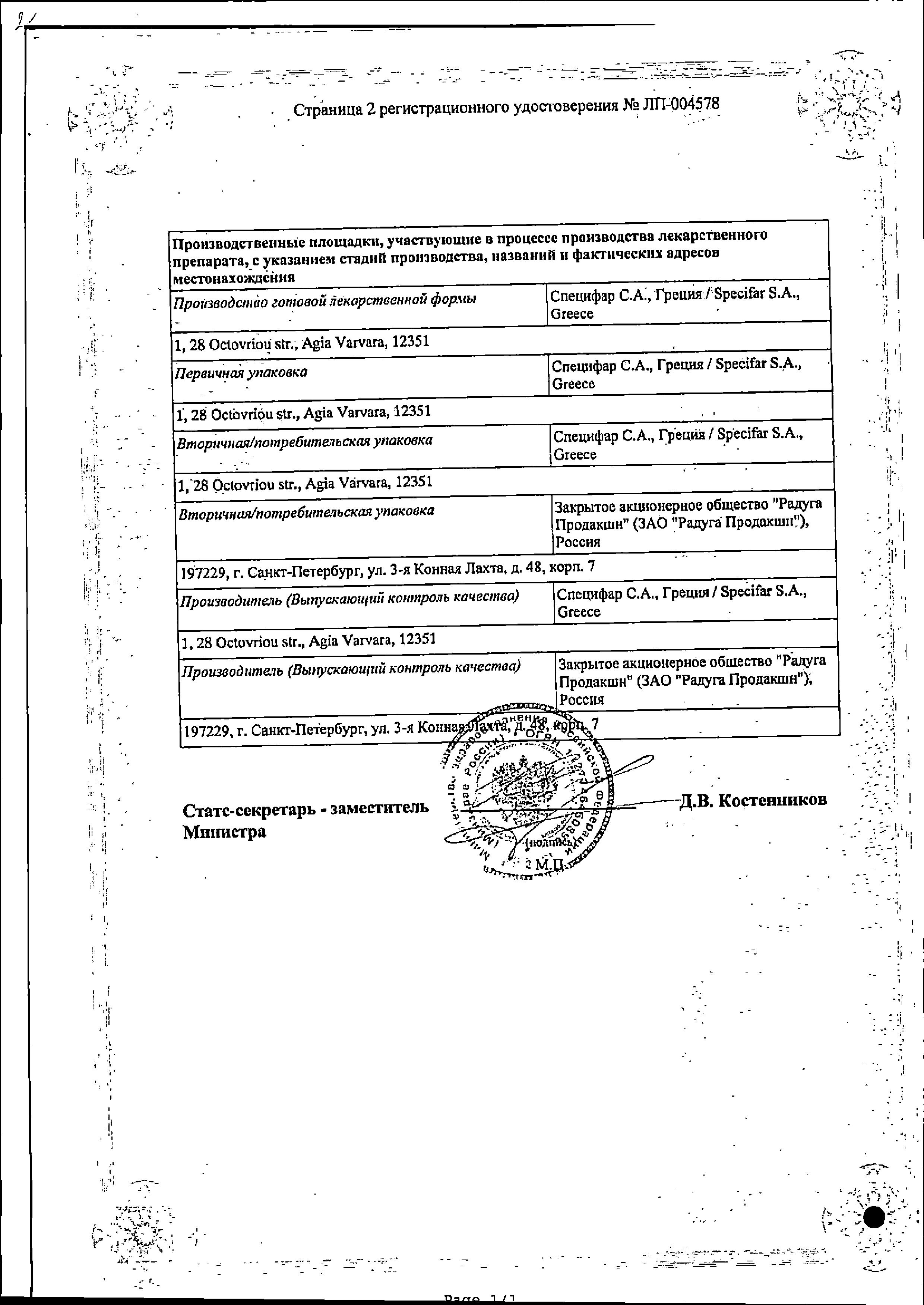 Сертификат на Фавирокс