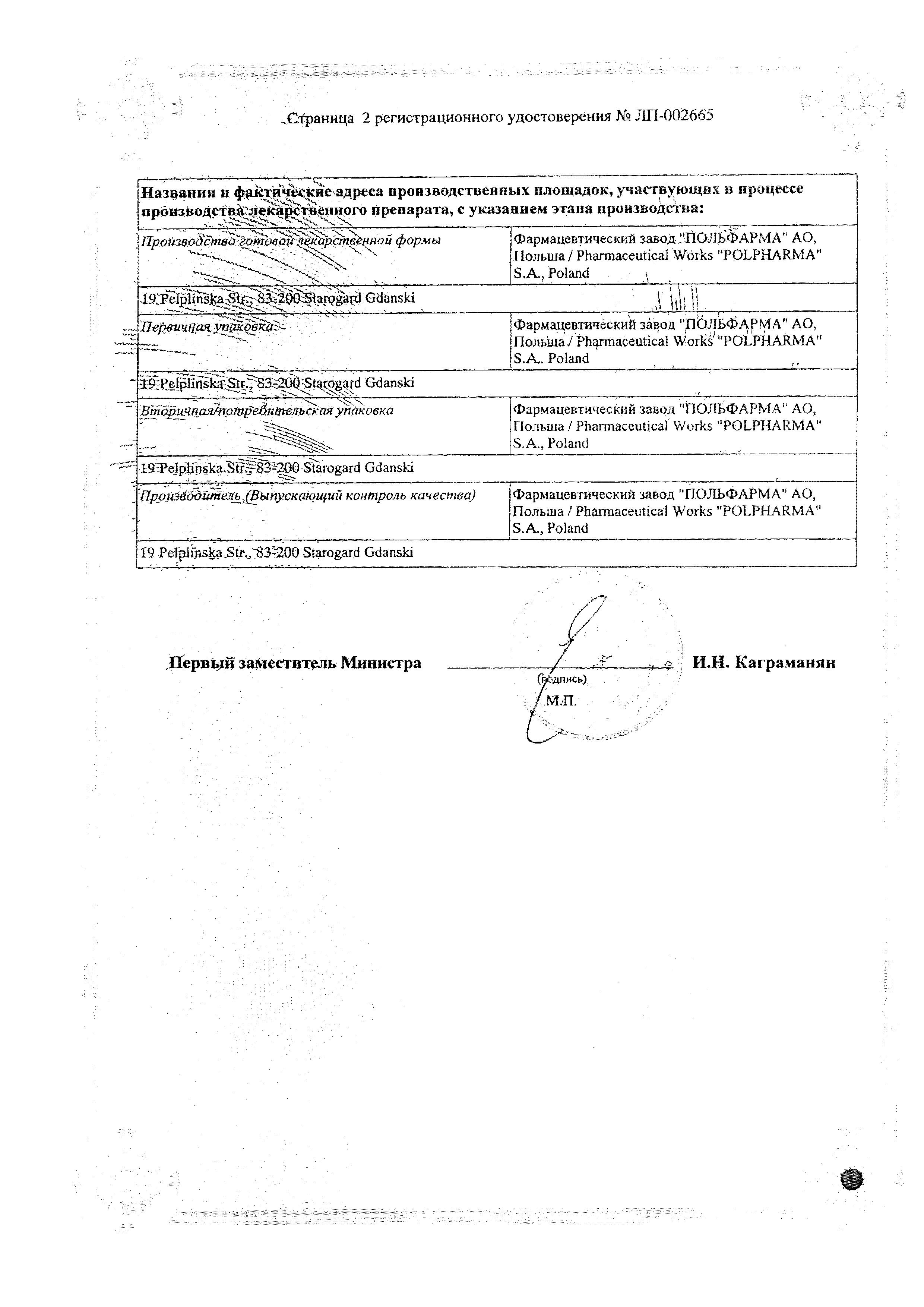 Сертификат на Гипосарт