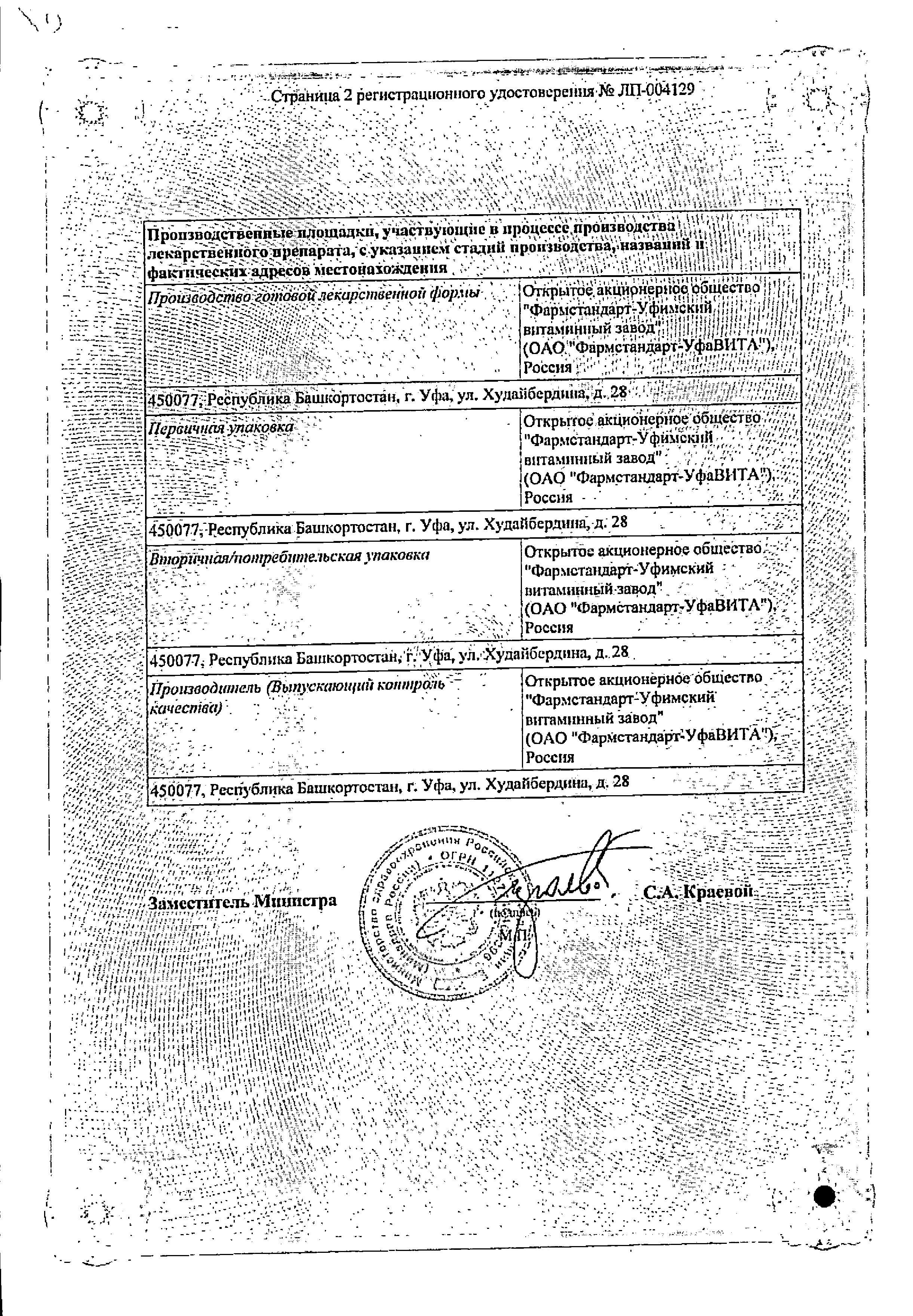 Сертификат на Никотиновая кислота