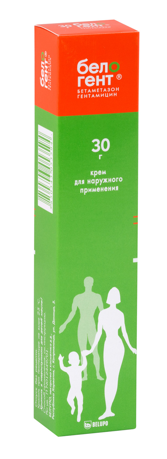 Упаковка препарата Белогент, крем 30 г