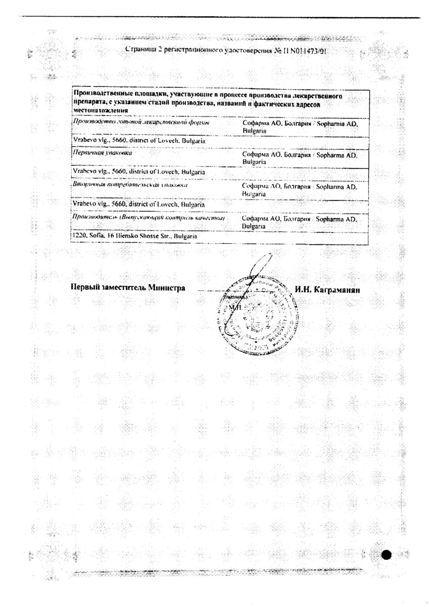 Сертификат на Индометацин