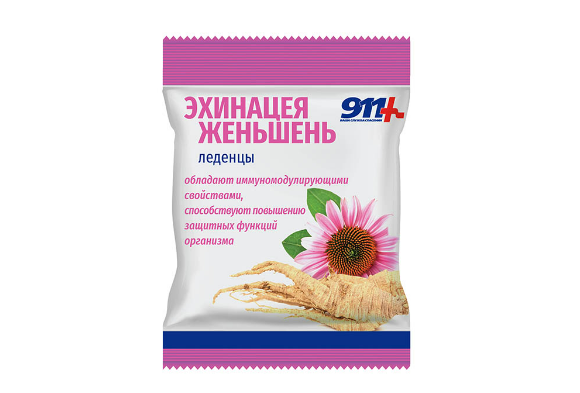 911, леденцы (эхинацея/женьшень/вит С), 50 г