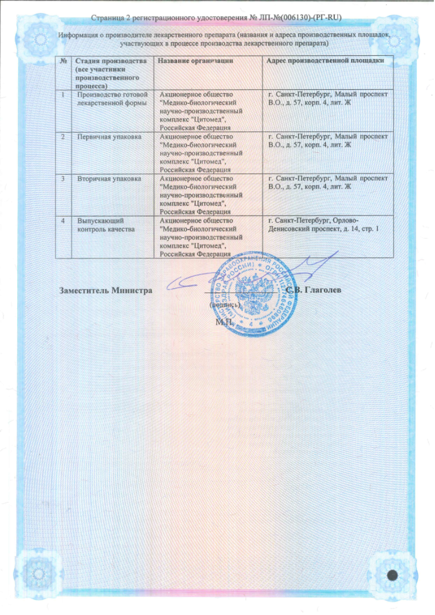 Сертификат на Регастим Гастро