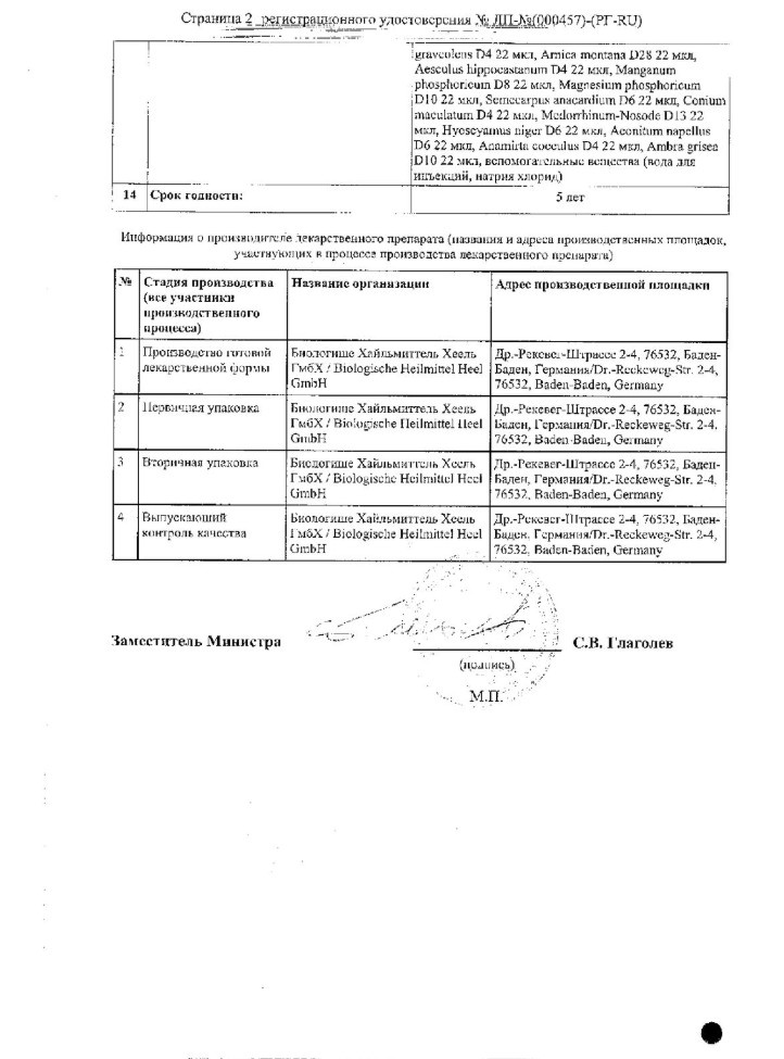 Сертификат на Церебрум композитум Н