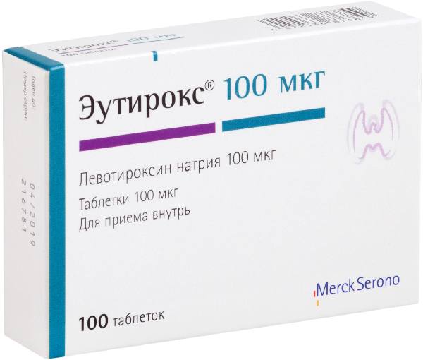 Эутирокс, таблетки 100 мкг, 100 шт. 
