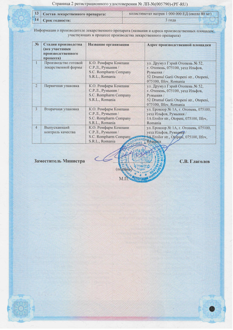 Сертификат на Муковистат