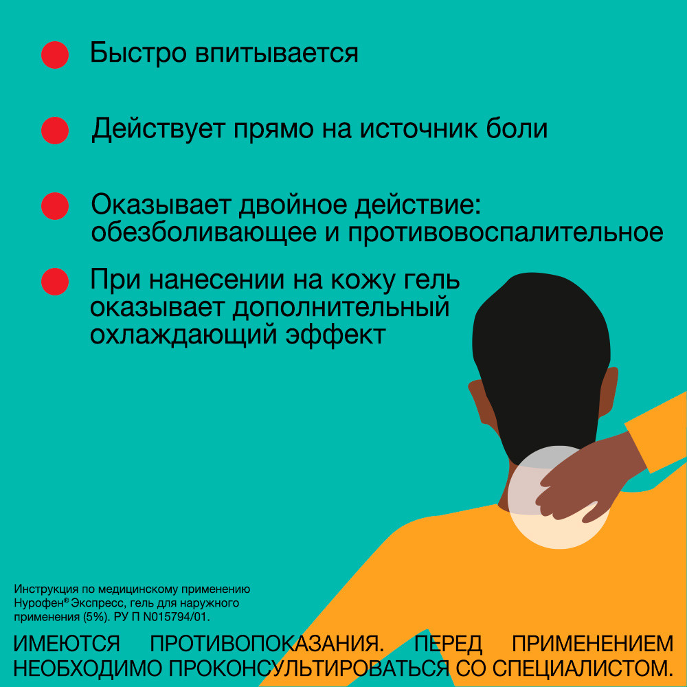 Упаковка препарата Нурофен Экспресс, гель 5%, 50 г
