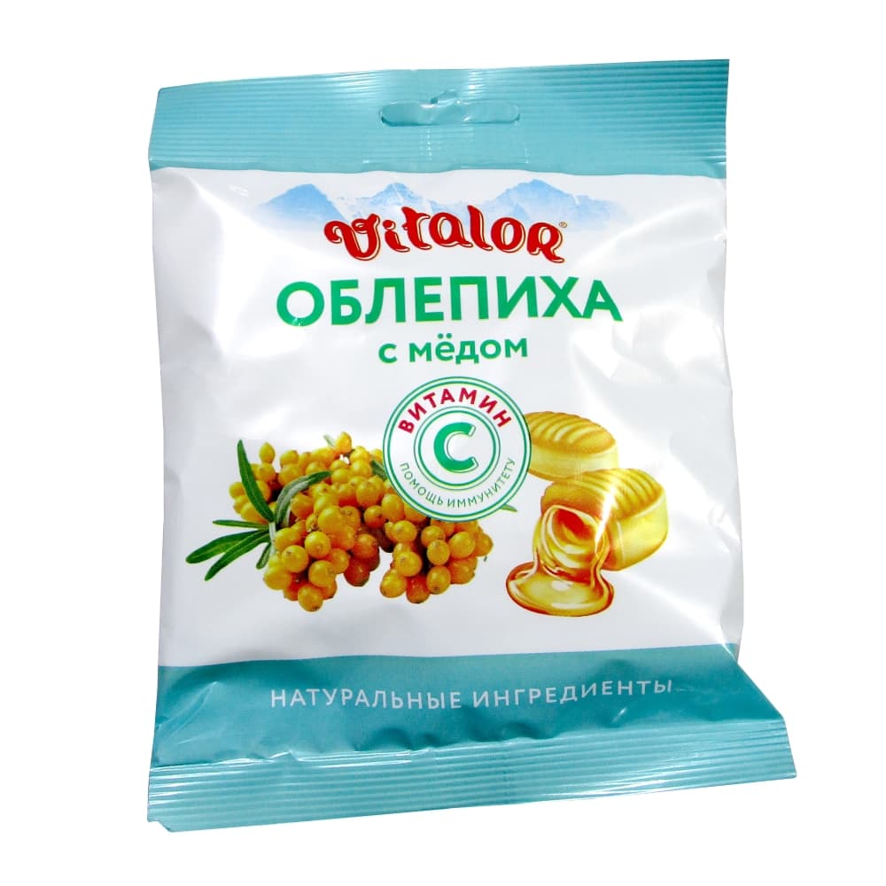 Леденцы на основе трав с витамином С, со вкусом облепихи с мёдом 60 г