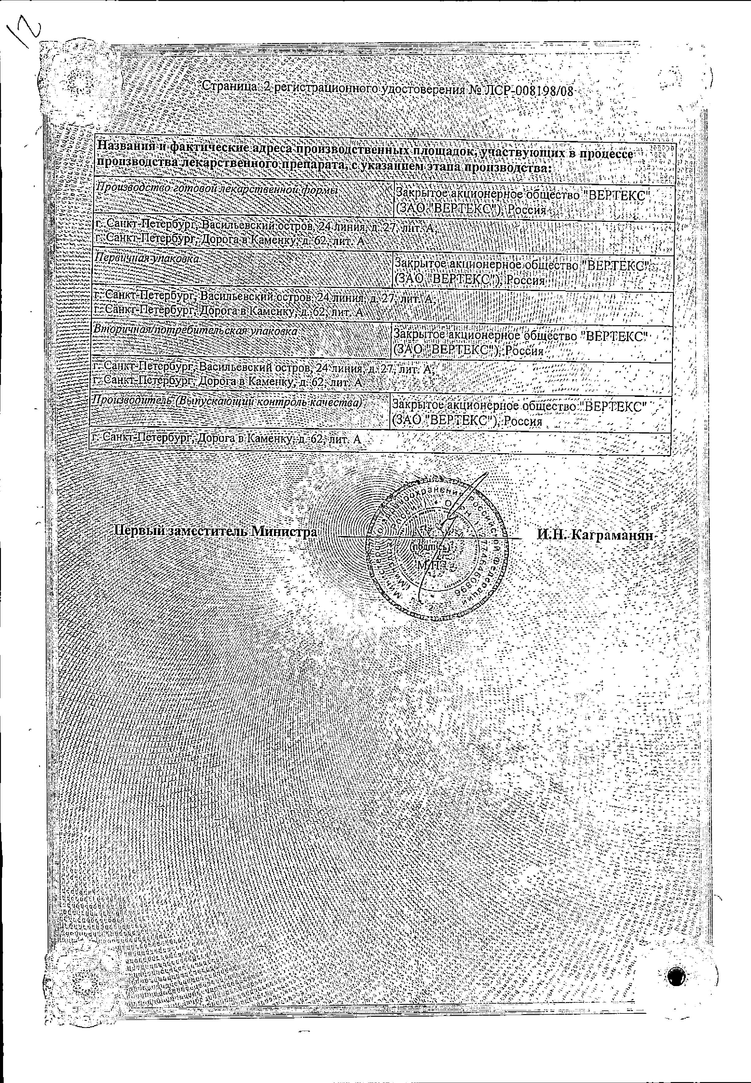 Сертификат на Амлодипин