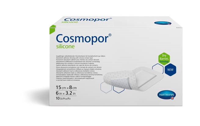 Hartmann Cosmopor Silicone, повязка сорбционная (с контактн. слоем из силиона) 15 х 8 см, 10 шт.