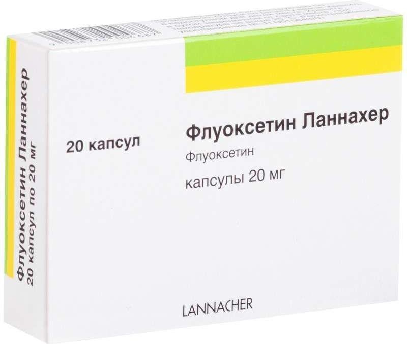 Упаковка препарата Флуоксетин-Ланнахер, капсулы 20 мг, 20 шт.