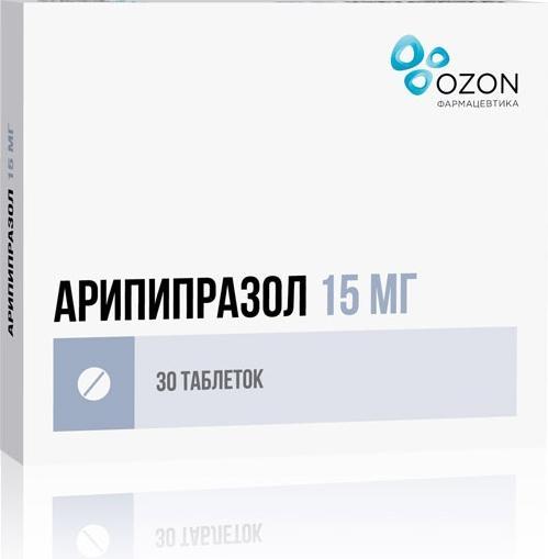 Упаковка препарата Арипипразол, таблетки 15 мг, 30 шт.