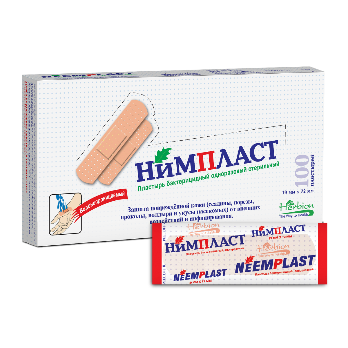 Нимпласт, пластырь 1.9 см х 7.2 см, 100 шт.