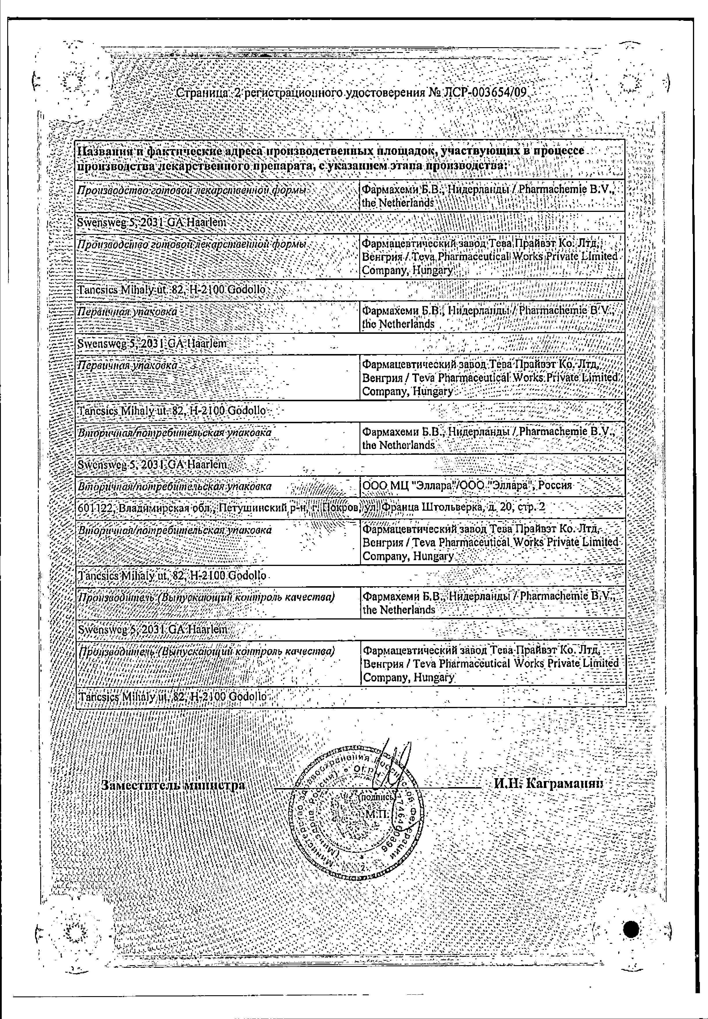 Сертификат на Паклитаксел