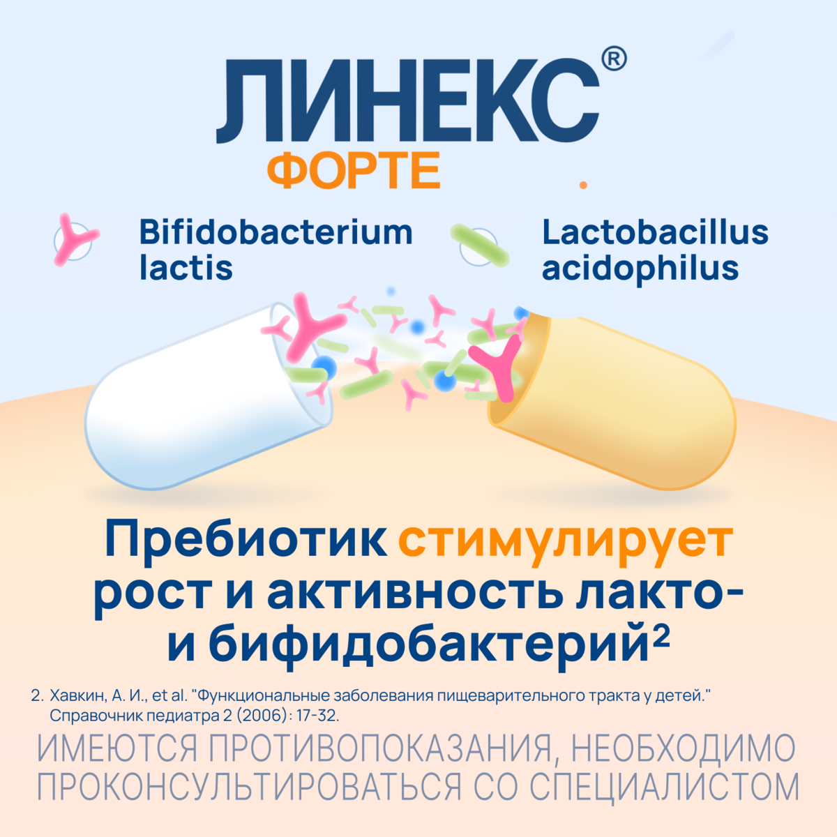 Упаковка препарата Линекс Форте, капсулы, 14 шт.