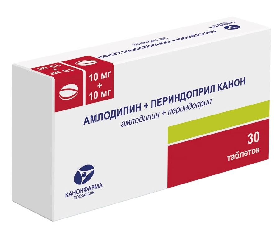 Амлодипин+Периндоприл Канон, таблетки 10 мг+10 мг, 30 шт. купить по ...