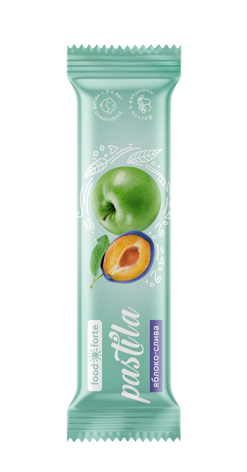 Пастила фруктовая FoodForte Яблоко и слива 27 г 60₽