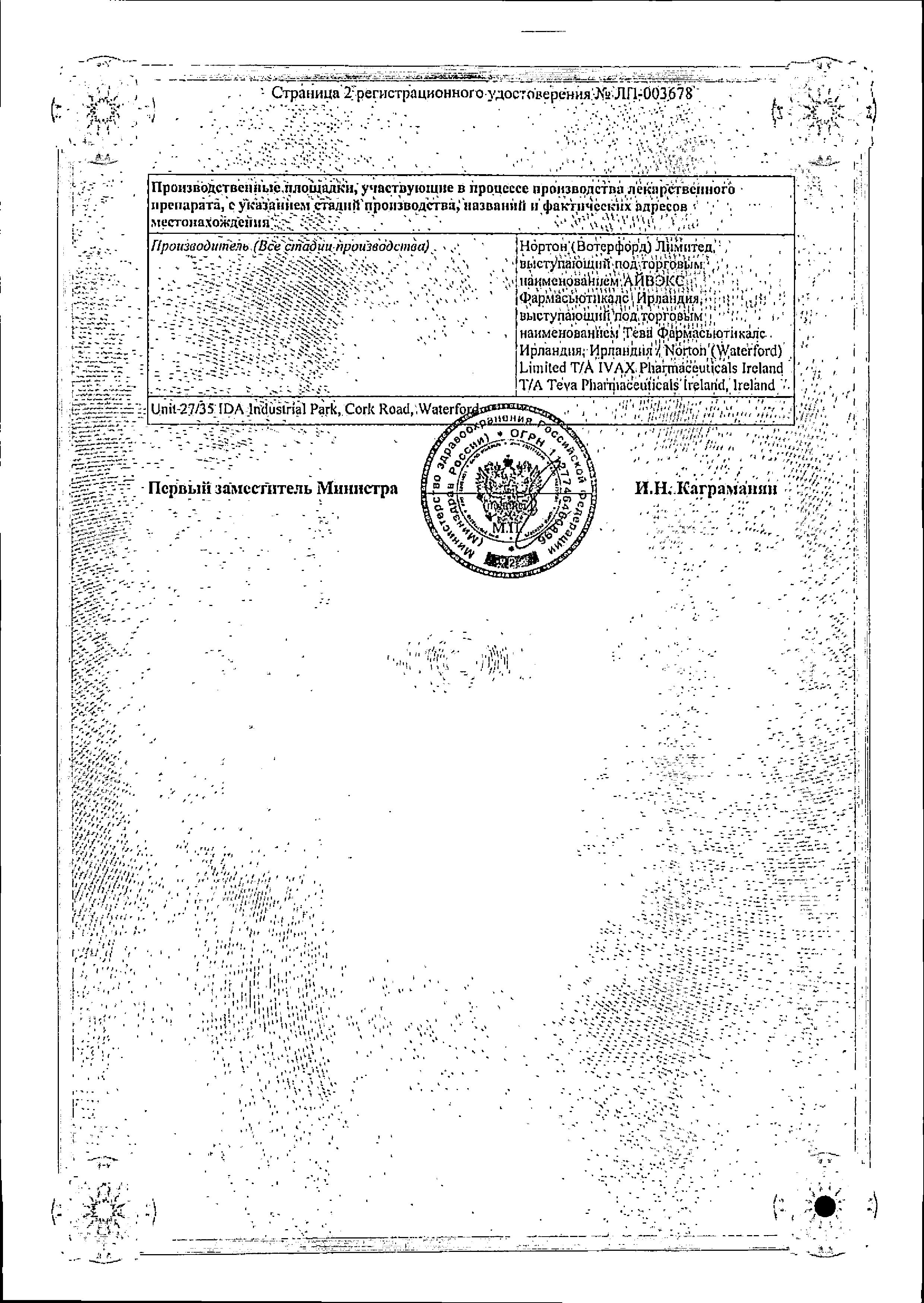 Сертификат на ДуоРесп Спиромакс