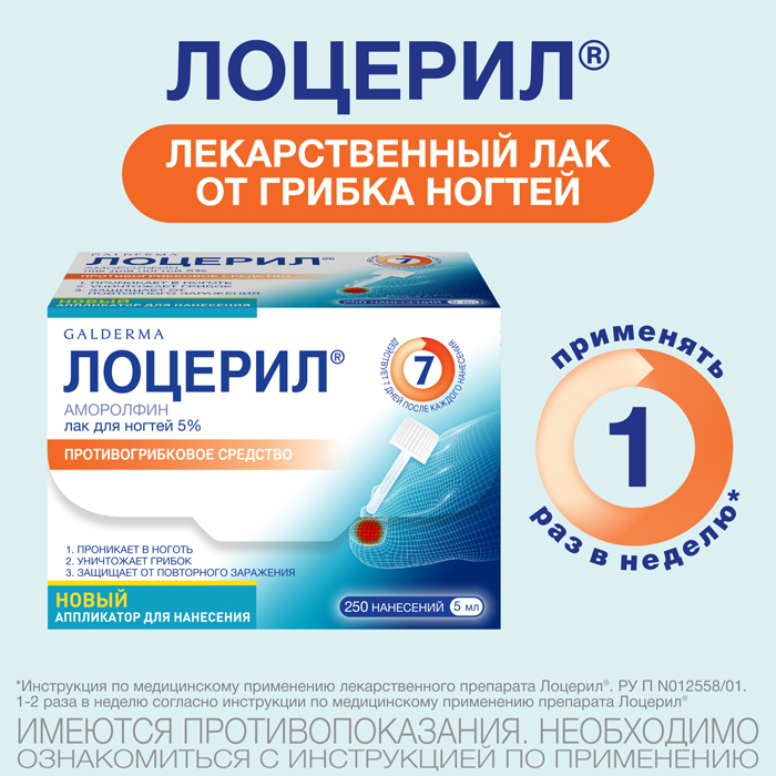 Упаковка препарата Лоцерил, лак 5%, 5 мл