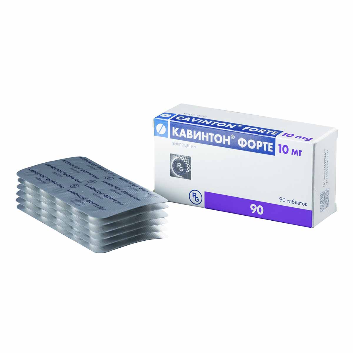 Упаковка препарата Кавинтон форте, таблетки 10 мг, 90 шт.
