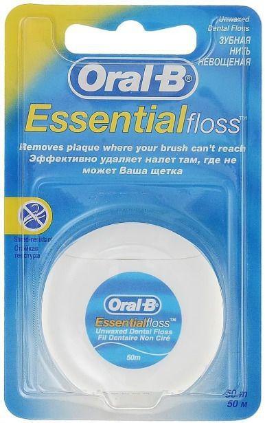 Oral-B Essential Floss, нить зубная невощеная, 50 м