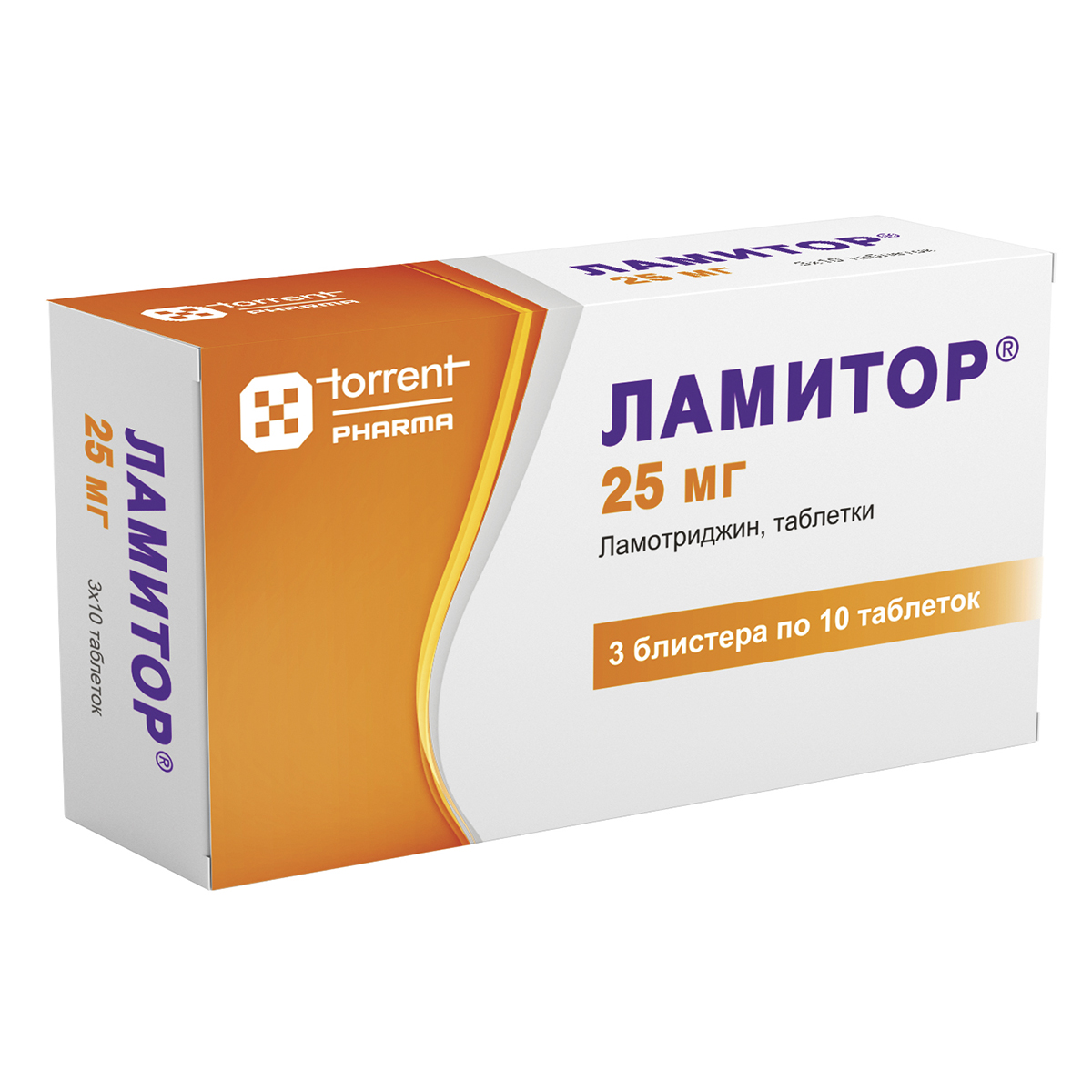 Упаковка препарата Ламитор, таблетки 25 мг, 30 шт.