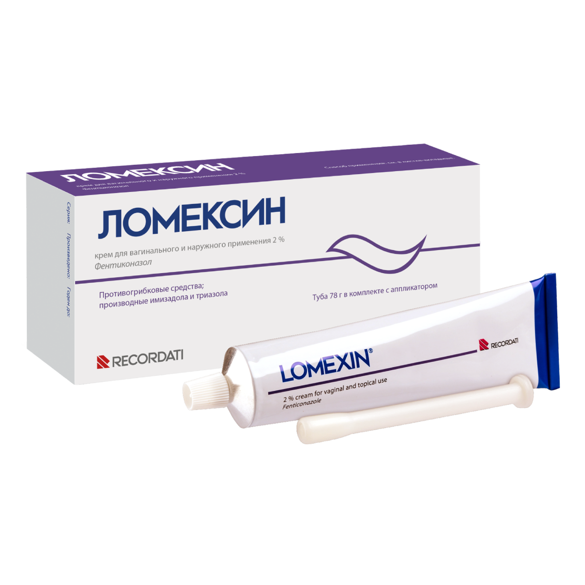 Упаковка препарата Ломексин, крем вагинальный 2%, 78 г