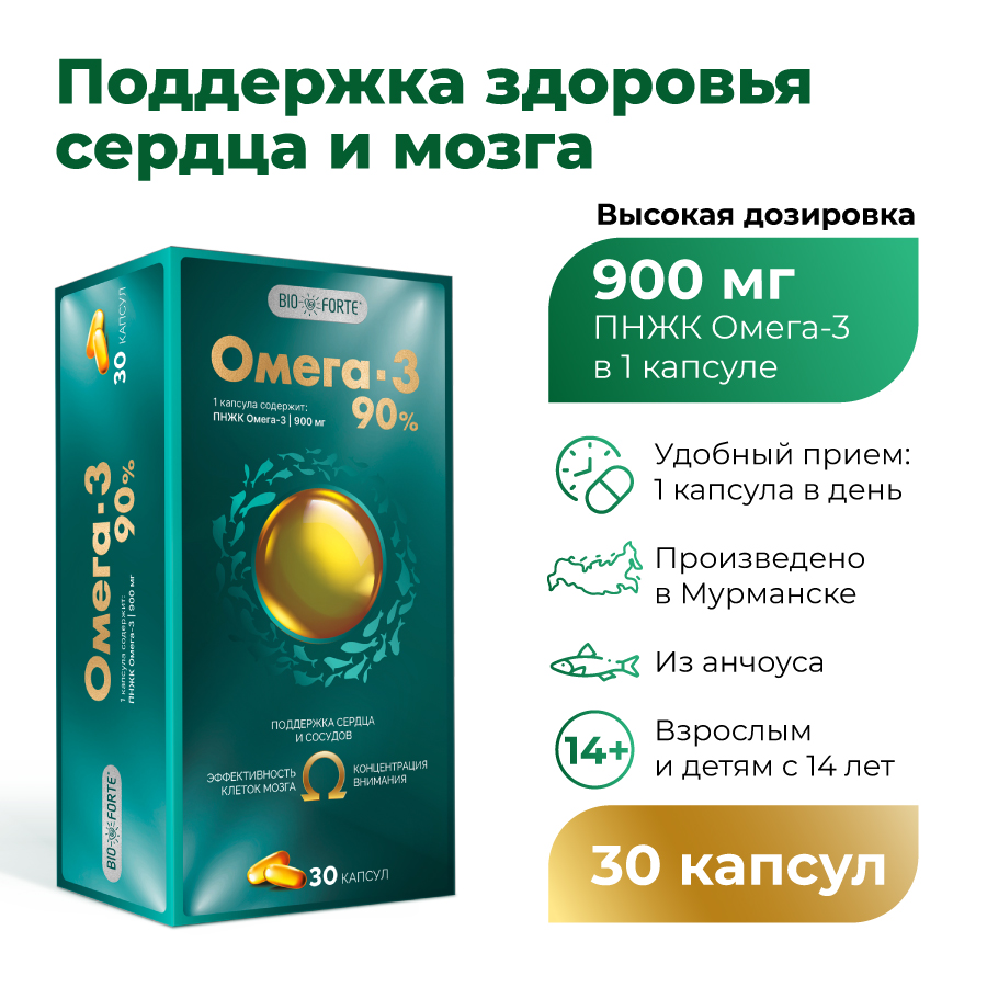 Омега-3 90% BioForte, капсулы 1300 мг, 30 шт.