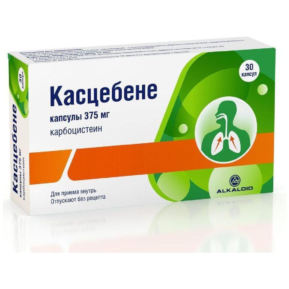 Упаковка препарата Касцебене, капсулы 375 мг, 30 шт.