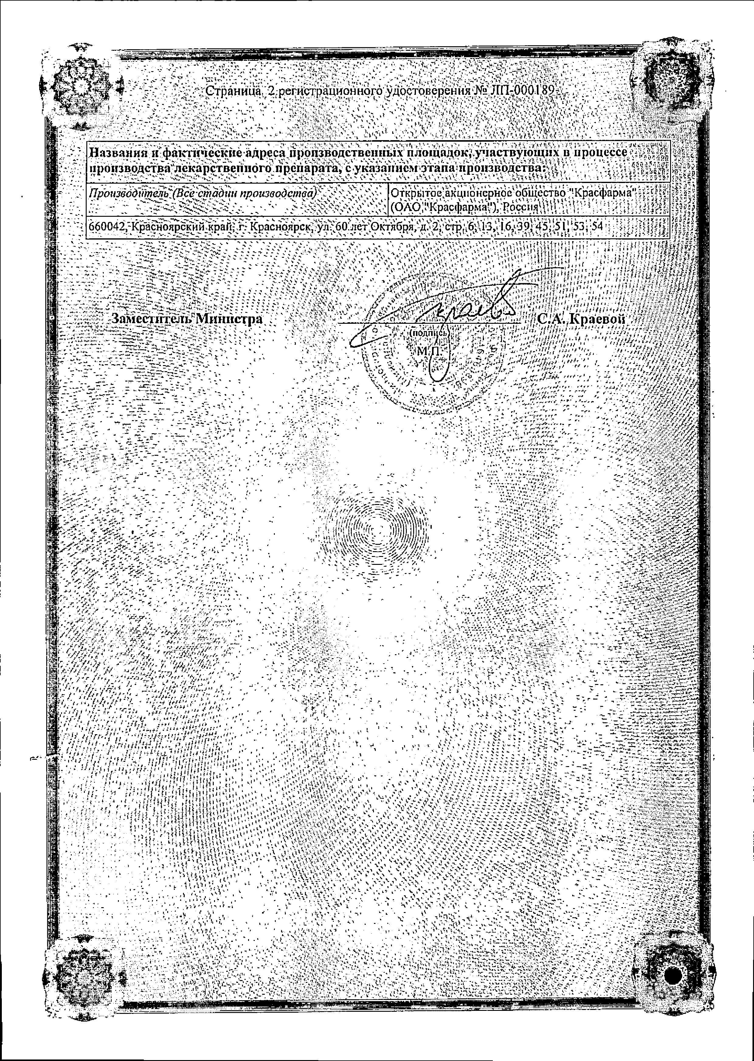 Сертификат на Меропенем