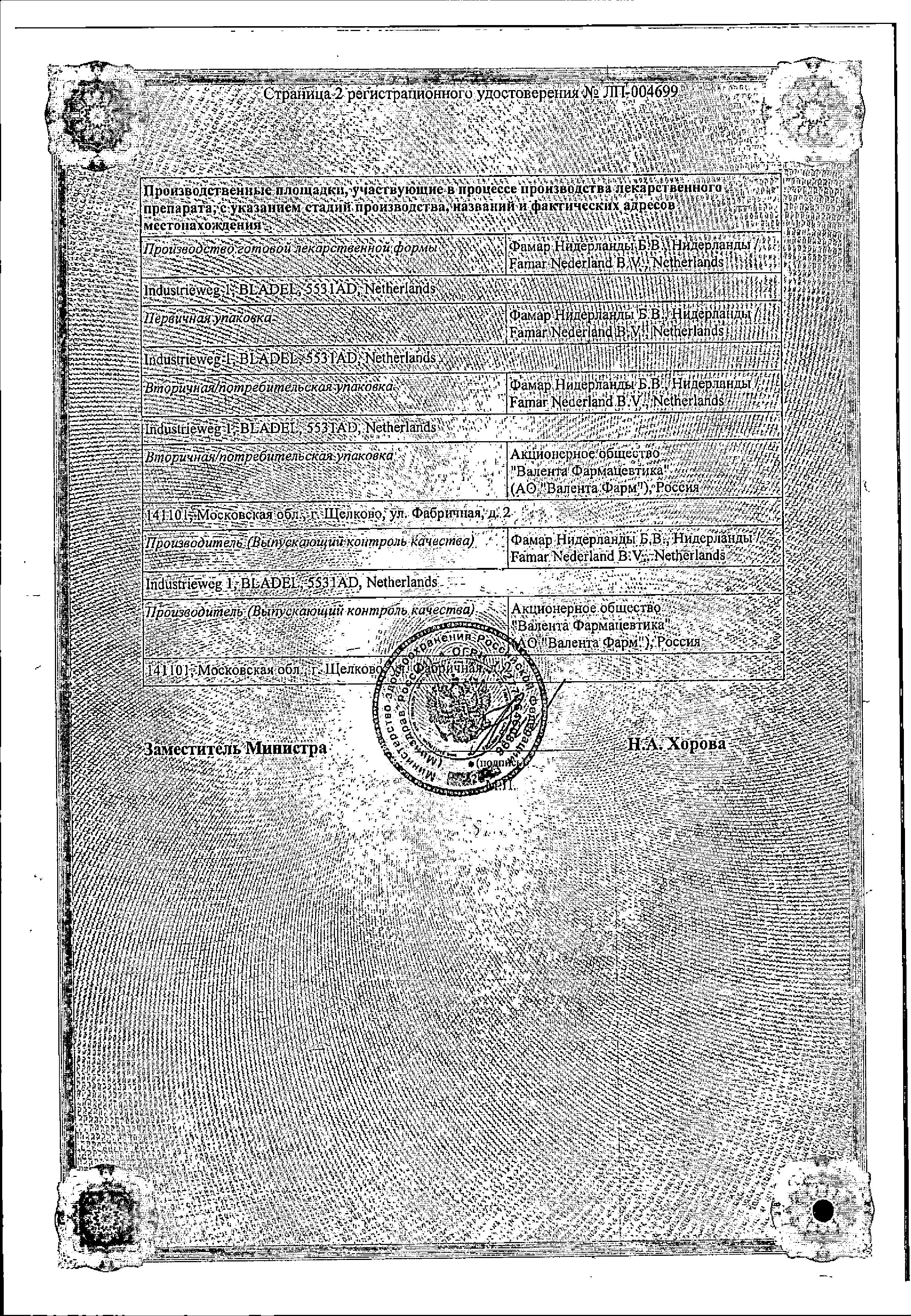 Сертификат на Граммидин