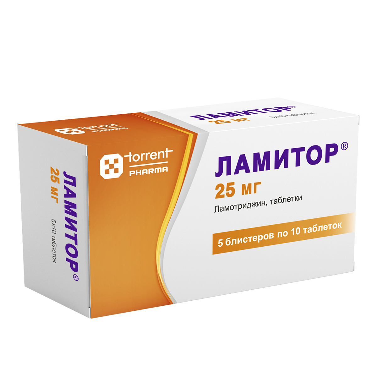 Упаковка препарата Ламитор, таблетки 25 мг, 50 шт.