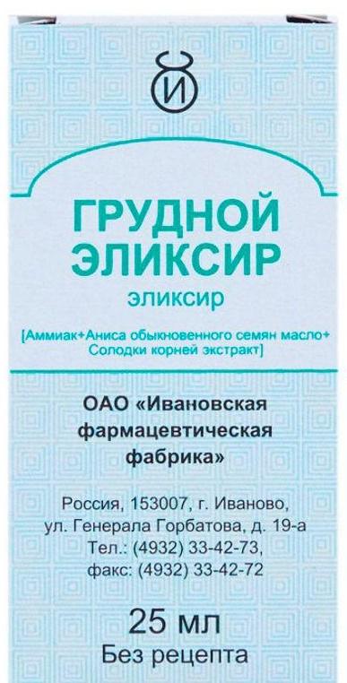 Упаковка препарата Грудной эликсир, 25 мл
