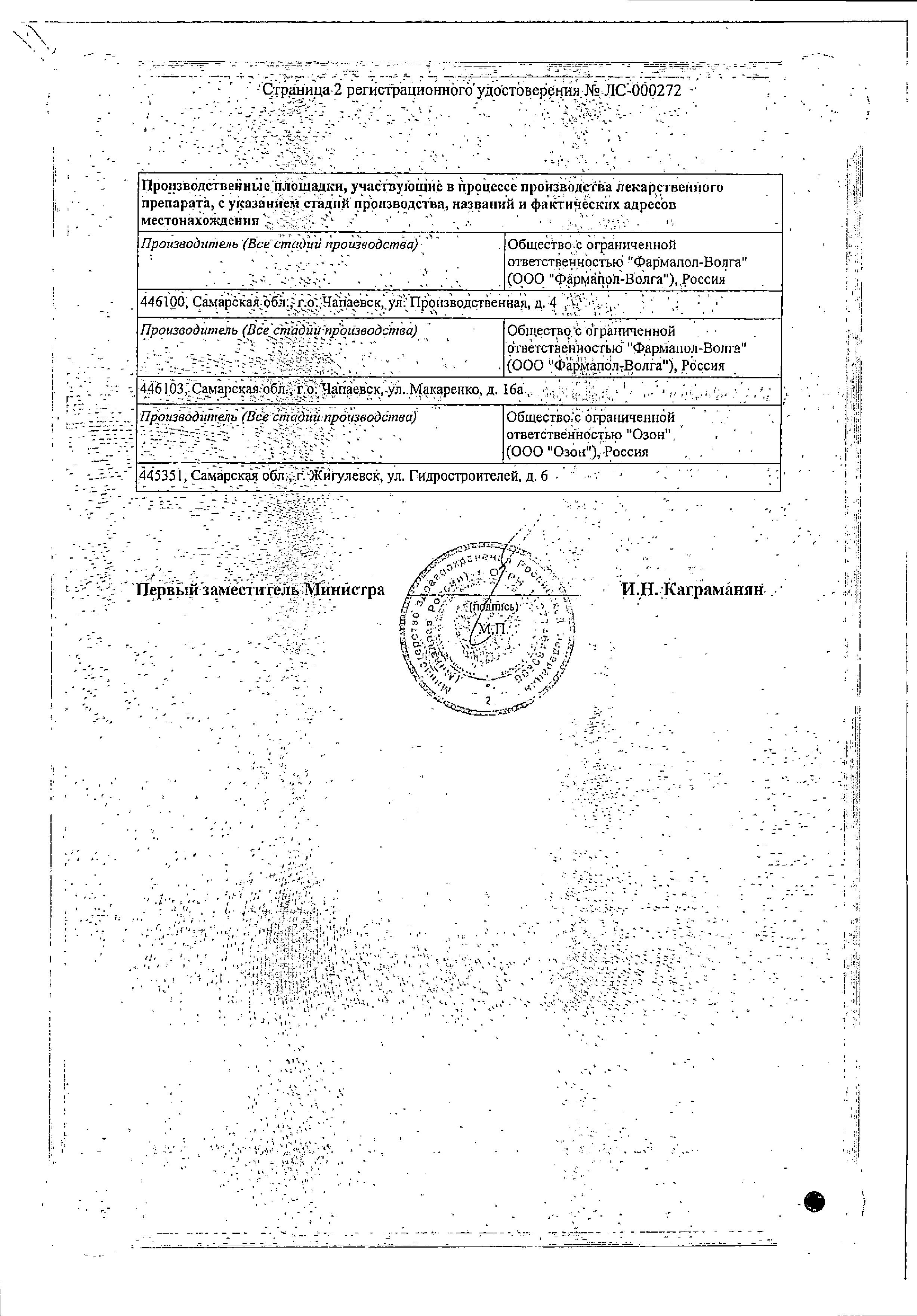 Сертификат на Нитросорбид