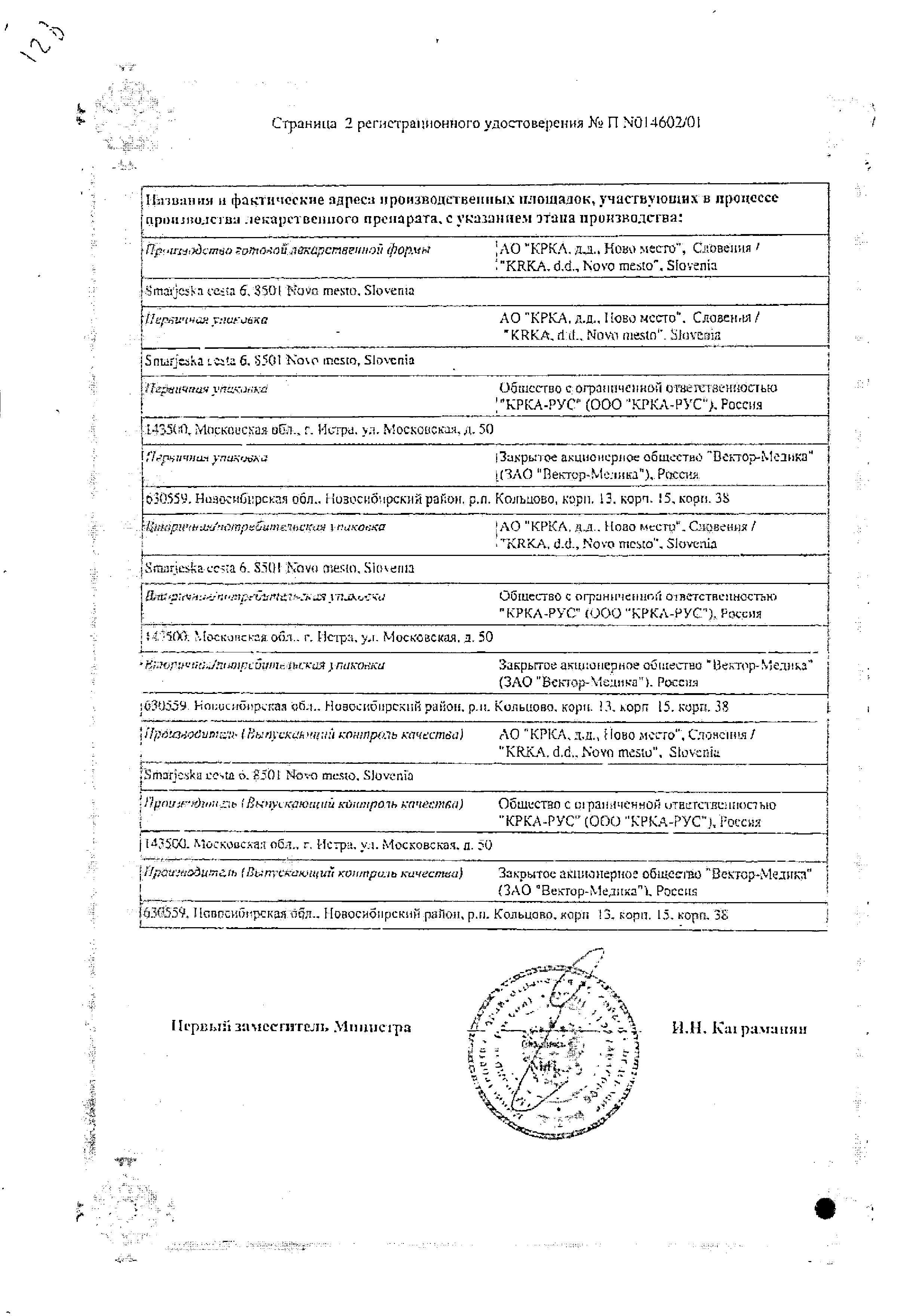 Сертификат на Панзинорм