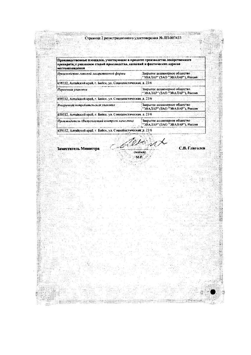 Сертификат на Хофицин