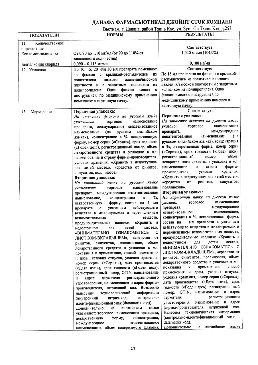 Сертификат на Ксилометазолин