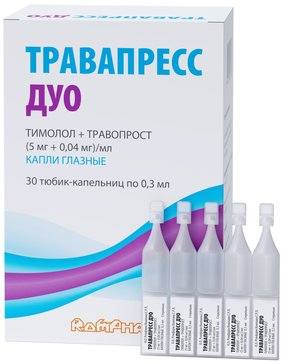 Травапресс Дуо, капли глазные 5 мг+0.04 мг/мл, тюбик-капельницы 0.3 мл, 30 шт. 