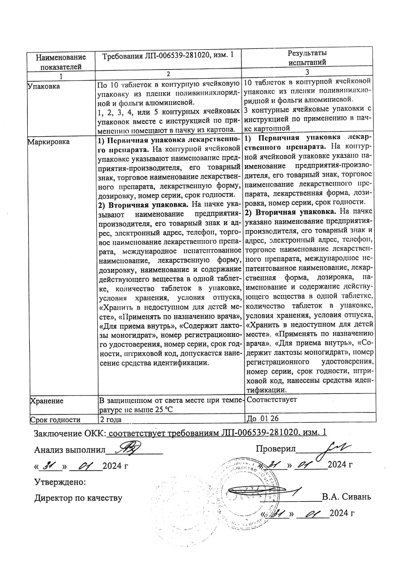 Сертификат на Доксиламин