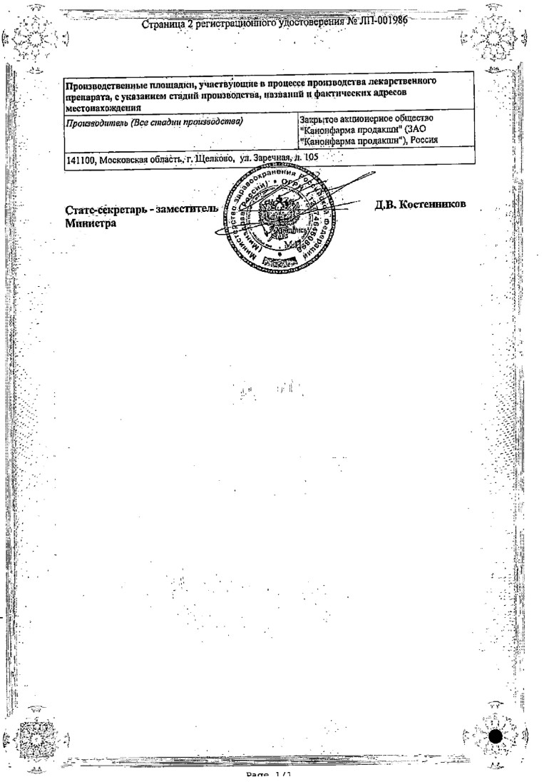 Сертификат на Карведилол