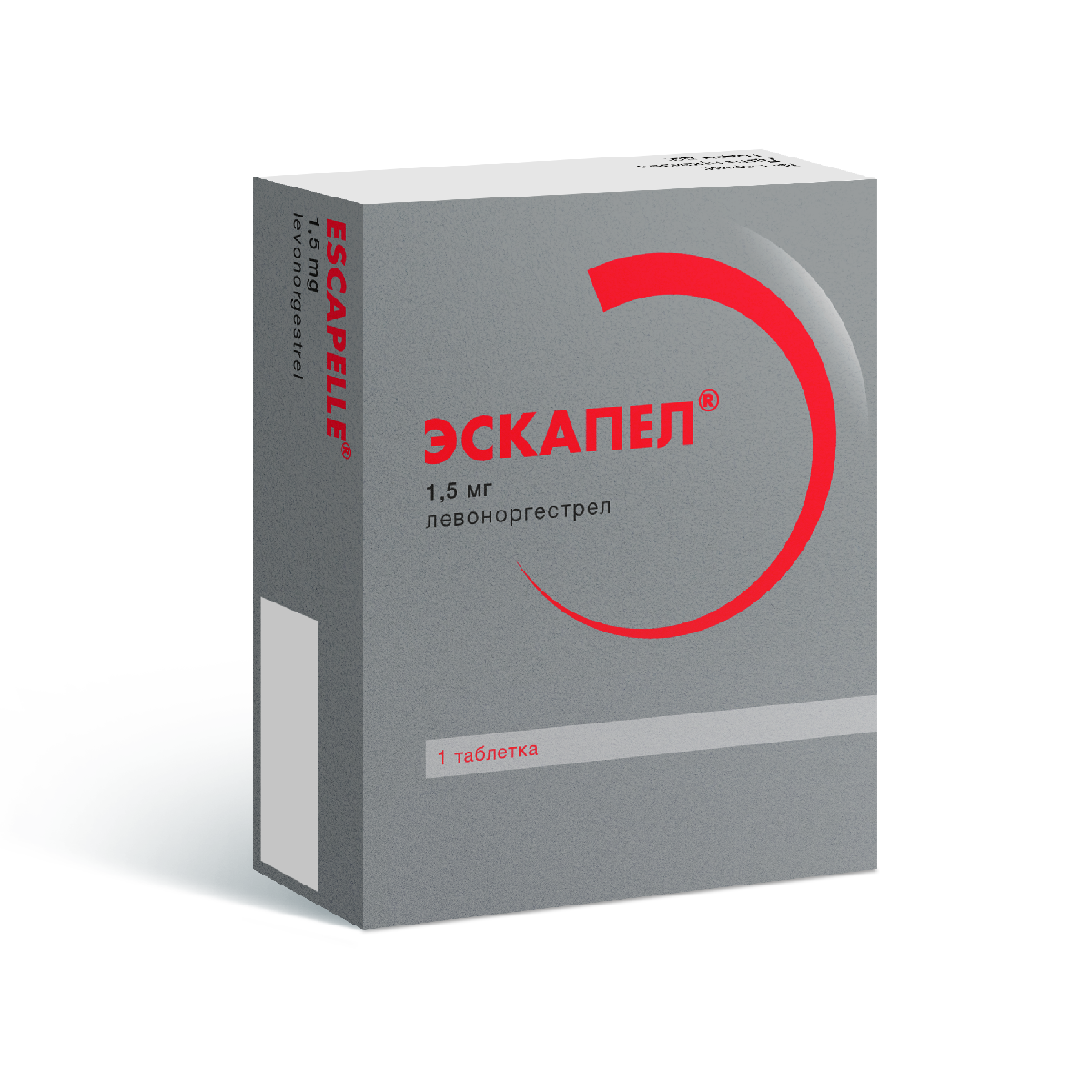 Упаковка препарата Эскапел, таблетки 1.5 мг, 1 шт.
