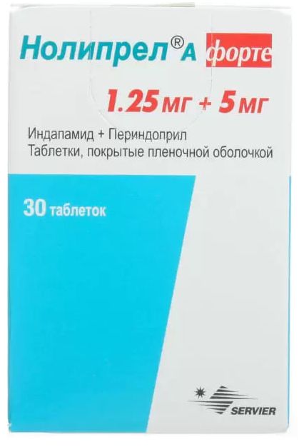 Фото Нолипрел А форте, таблетки покрыт. плен. об. 1,25 мг+5 мг, 30 шт. Нолипрел А форте, таблетки покрыт. плен. об. 1,25 мг+5 мг, 30 шт.