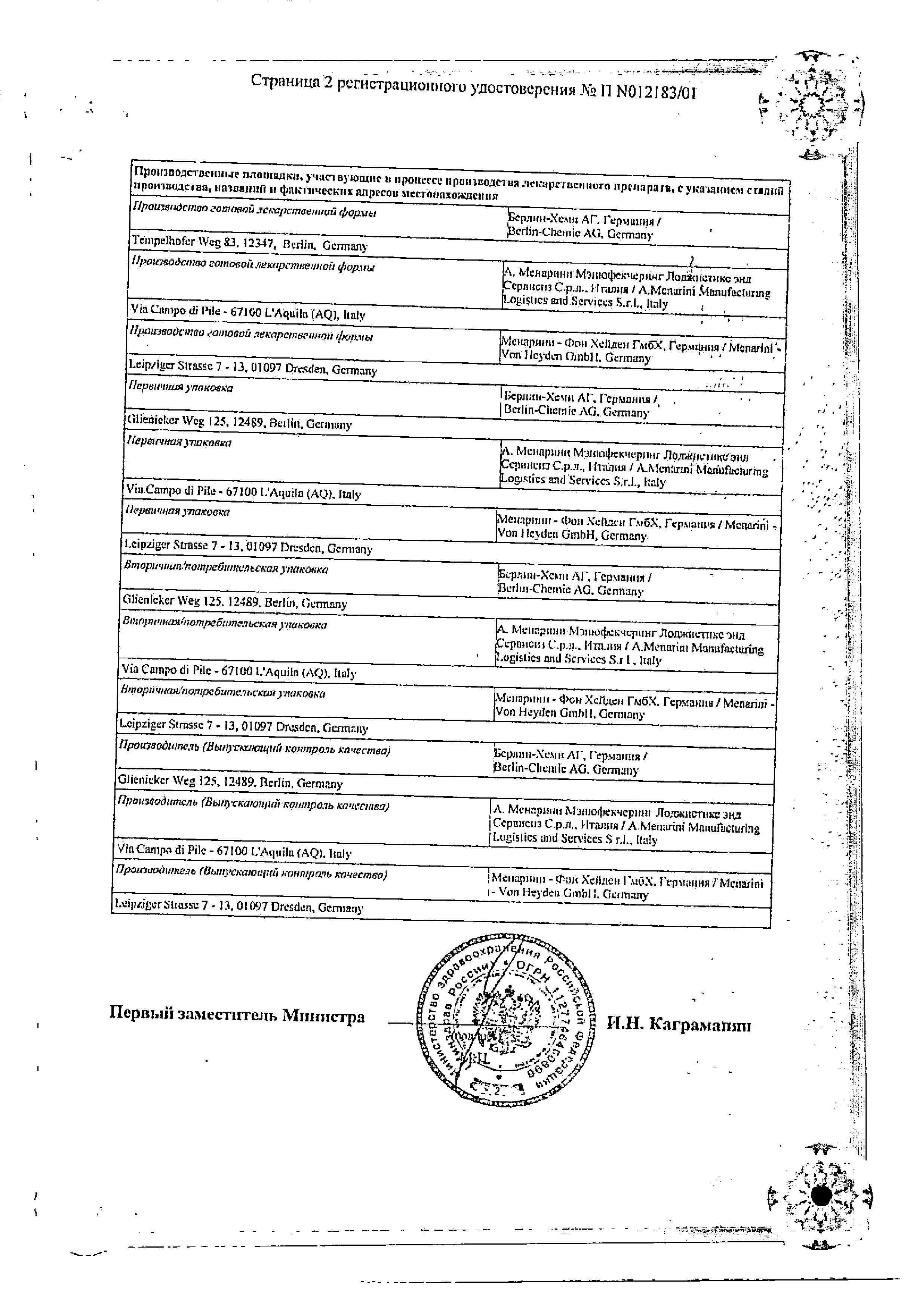 Сертификат на Глибомет