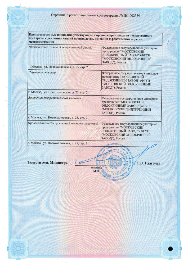 Сертификат на Тимолол