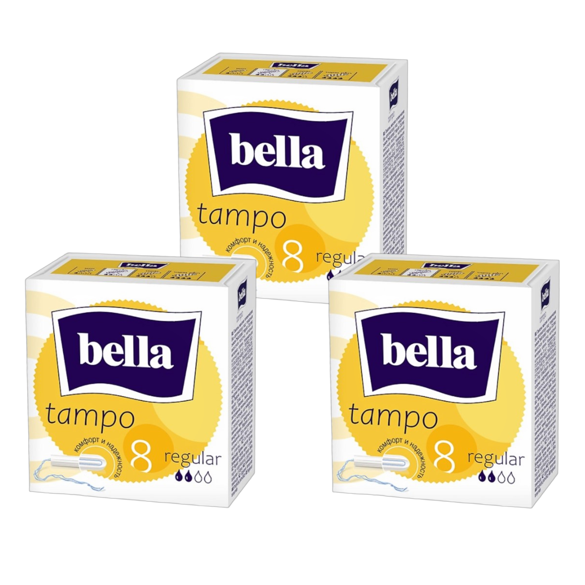 Набор 3уп тампоны Bella regular без аппликатора 8шт