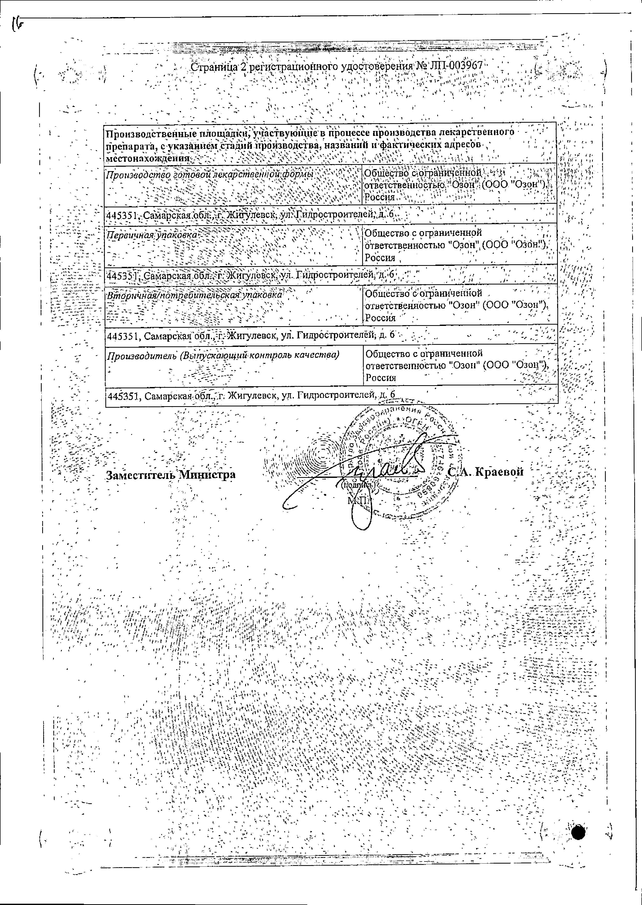 Сертификат на Диклофенак