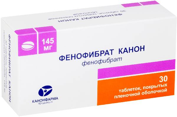 Фенофибрат Канон, таблетки покрыт. плен. об. 145 мг, 30 шт. 